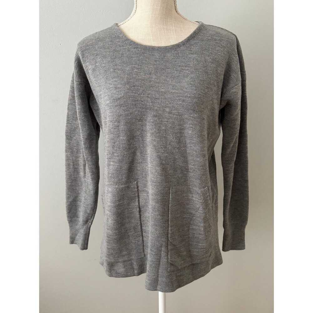 J.Crew Merino Wool Pullover Crewneck Sweater in Gray Women's Size Small Pockets